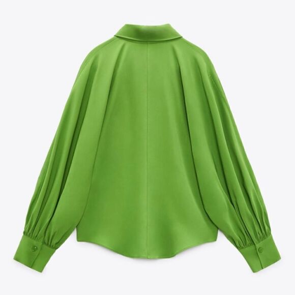 Zara Green Voluminous Blouse New - Picture 8 of 11